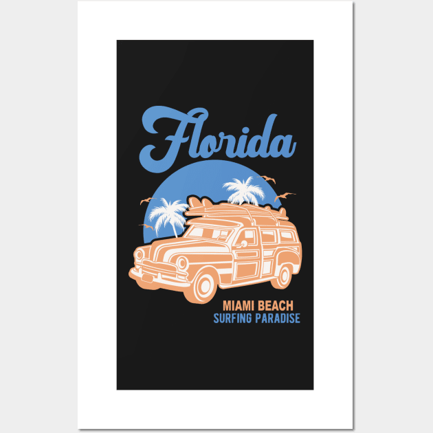 Florida Miami Beach Surfing Paradise Wall Art by bougieFire